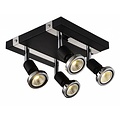 Fantasia Robus plafonnier carré orientable noir-chrome, 4x GU10 LED 5W, 3000K, 200x200mm
