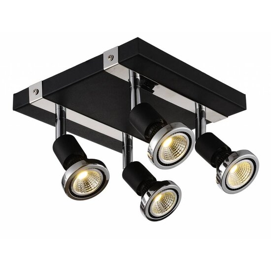 Fantasia Robus quadratische Deckenleuchte schwarz-chrom, 4x GU10 LED 5W, 3000K, 200x200mm