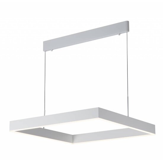 Fantasia Fantasia Pure square pendant light, integrated LED 31W, 2170 lumen, 3000K, Ø615 mm, white aluminium