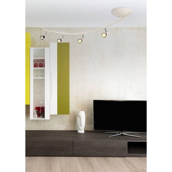 Fantasia Xzibit plafonnier arqué noir-chrome, 4x GU10 LED 5W, 3000K blanc chaud, IP20