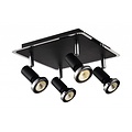 Fantasia Xzibit plafonnier carré noir-chrome, 4xGU10 LED 5W inclus, 250x250mm, orientable, IP20