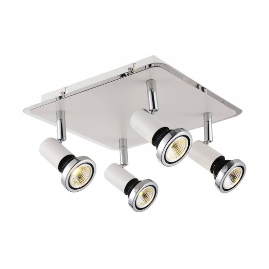 Fantasia Xzibit plafonnier carré noir-chrome, 4xGU10 LED 5W inclus, 250x250mm, orientable, IP20