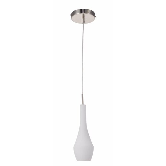 Fantasia Botelo pendant light, glass bottle, matt E27 socket, 1200mm high, nickel/milky white, bulb not included