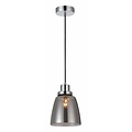 Fantasia Nali pendant lamp, smoked glass, E27 fitting, 200mm diameter, 1200mm height, chrome