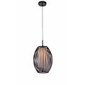 Fantasia Muna suspension, ovale, structure acier noir et verre blanc, diamètre 250 mm, hauteur 1200 mm, culot E27, IP20