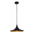 Fantasia IDRIS lampara colgante, forma conica negra y oro, casquillo E27, diametro 360mm, altura 1200mm, acero
