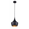 Lámpara colgante Fantasia KAYA negro-oro de acero, forma cónica, casquillo E27 (bombilla no incluida), Ø250mm x 1200mm de alto, IP20