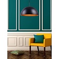 Fantasia Balin pendant lamp, round dome shape black with gold, 1x E27 fitting, 400mm diameter, steel