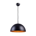 Fantasia Balin lampara colgante, forma de cupula redonda negra y oro, casquillo E27, diametro 400mm, acero