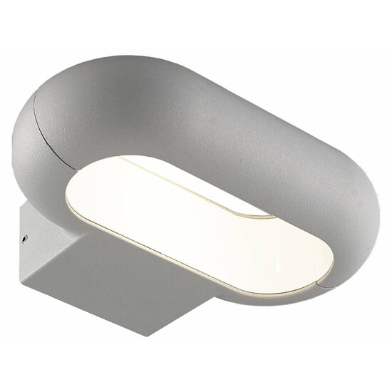 Fantasia Lola LED outdoor wall light, oval, silver, IP54, 220x157x56mm, 5W, 400 lumens, 3000K warm white light