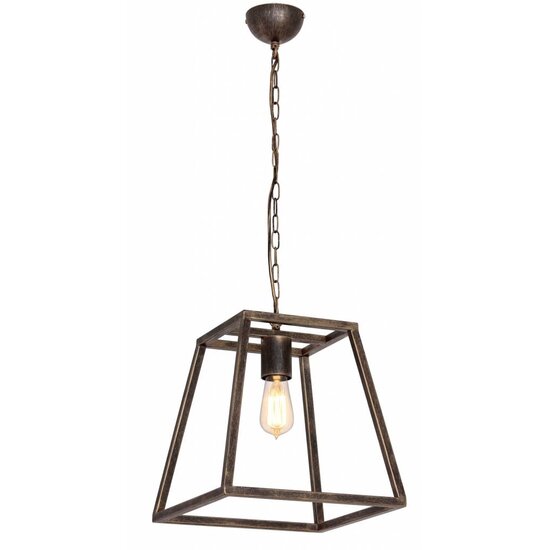 Suspension Fantasia Kago noire ou rouille, douille E27, 300mm de haut, acier, style rustique, ampoule non incluse