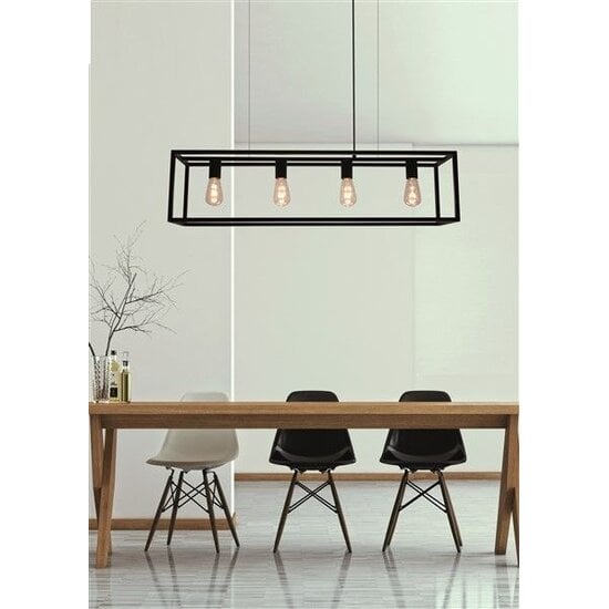Fantasia Kago pendant lamp with 4 E27 sockets, steel in old copper, ruggine and black, 100 x 25 cm, adjustable cables