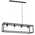 Fantasia Kago pendant lamp with 4 E27 sockets, steel in old copper, ruggine and black, 100 x 25 cm, adjustable cables