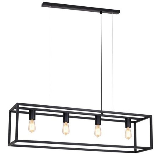 Fantasia Kago pendant lamp with 4 E27 sockets, steel in old copper, ruggine and black, 100 x 25 cm, adjustable cables