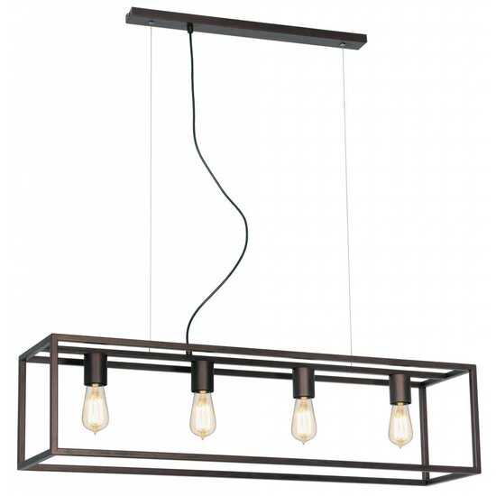 Fantasia Kago pendant lamp with 4 E27 sockets, steel in old copper, ruggine and black, 100 x 25 cm, adjustable cables