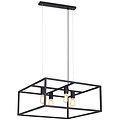 Fantasia Kago pendant light, square design in rust-colored steel, 4x E27 fitting, 600x600x250 mm, IP20, bulbs not included