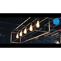 Suspension Fantasia Kago à 5 douilles E27, 150 cm de long, acier, finition rouille (ruggine)