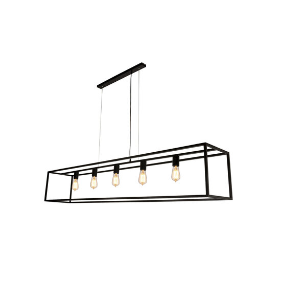 Fantasia Kago hanglamp met 5 E27-fittingen, 150 cm lang, van staal in de kleur ruggine (roestbruin)