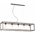Fantasia Kago hanglamp met 5 E27-fittingen, 150 cm lang, van staal in de kleur ruggine (roestbruin)