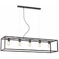 Suspension Fantasia Kago à 5 douilles E27, 150 cm de long, acier, finition rouille (ruggine)