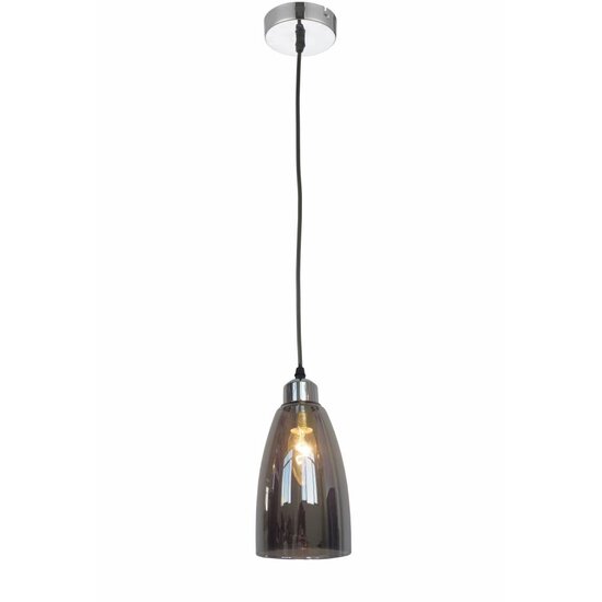 Fantasia Cabo pendant light with smoked glass, conical shape, E14 socket (bulb not included), height 120 cm, diameter 10 cm, IP20.