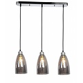Suspension Fantasia Cabo, verre fumé conique, 3x E14 (ampoules non incluses), 120cm de haut, chrome