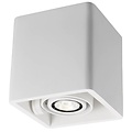Fantasia ZivaBox Deckenleuchte aus weißem Gips, quadratisches Design, für 1 GU10-Spot (Leuchtmittel nicht enthalten), 130x130x135mm, neigbar 30°, IP20