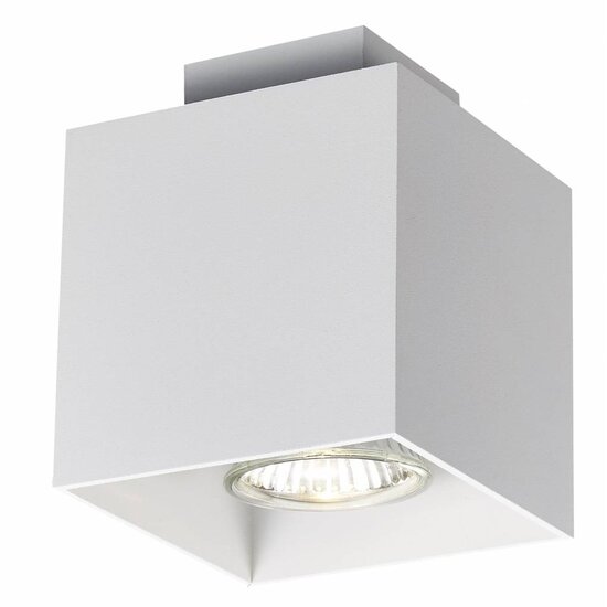 Fantasia Kubo plafonnier blanc - aluminium carré, GU10 5W LED 400 lumens, 2700K blanc chaud, dimmable, 90x90x110mm