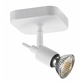 Fantasia Sonar II (blanc) : plafonnier carré avec spot GU10 orientable sur tige, 100x100x140 mm, aluminium, IP20, ampoule GU10 non incluse.