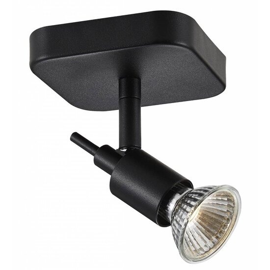 Fantasia Sonar II (wit): vierkante plafondlamp met draaibare GU10-spot op stang, 100x100x140 mm, aluminium, IP20, GU10-lamp niet inbegrepen.