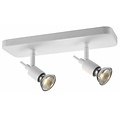 Fantasia Sonar II plafondlamp, wit aluminium, 2x GU10 fitting op verstelbare stang, 300x100x140mm, IP20, lamp niet inbegrepen