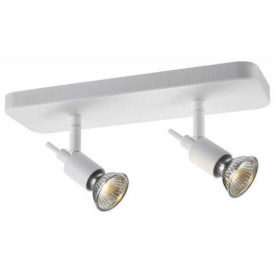 Fantasia Sonar II plafonnier, aluminium blanc, 2 spots GU10 orientables sur tige, 300x100x140mm, IP20, ampoules non incluses