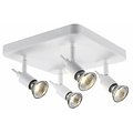 Fantasia Sonar II Deckenleuchte mit 4 verstellbaren GU10-Spots auf Stab – Aluminium, weiß, 240x240x140 mm, dimmbar