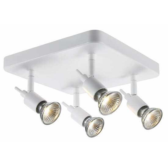 Fantasia Sonar II plafón con 4 focos GU10 orientables sobre varilla – aluminio, blanco, 240x240x140 mm, regulable