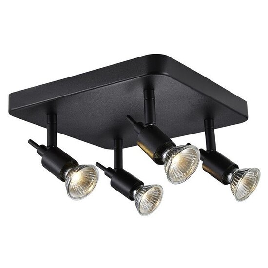 Fantasia Sonar II plafonnier 4 spots GU10 orientables sur tige – aluminium, blanc, 240x240x140 mm, dimmable
