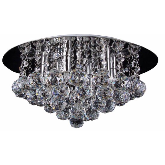 Fantasia Kristo ceiling lamp, crystal glass, chrome, diameter 450mm, 6x G9 LED, dimmable, 2700K warm white