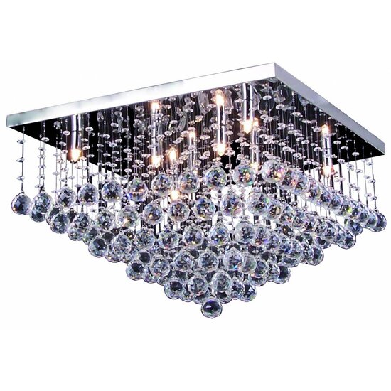 Fantasia Kristo ceiling lamp crystal chrome, LED G9x8, 600x600mm, dimmable, 2700K warm white light