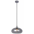 Fantasia Nismo hanglamp, bolvormige kap gerookt grijs glas, mat zwart metaal, 30cm
