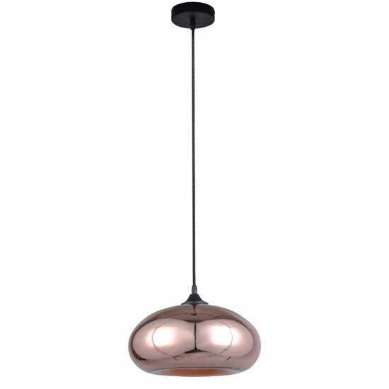 Fantasia Fantasia Nismo hanging lamp, bubble-shaped smoked grey glass shade, matte black metal, 30cm