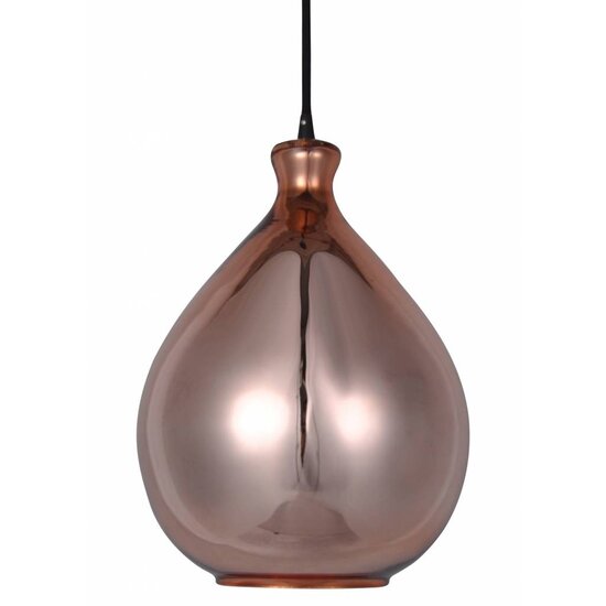 Fantasia Sonos Glas-Hängelampe, Birnenform, Rauchgrau mit mattschwarzem Kabel, Ø23cm, Höhe 120cm, E27-Fassung