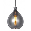 Fantasia Sonos glazen hanglamp in peervorm, gerookt grijs met mat zwart snoer, Ø23cm, hoogte 120cm, E27 fitting