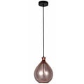 Fantasia Sonos glass pendant lamp, pear shape, smoked grey with matte black cord, Ø23cm, height 120cm, E27 fitting