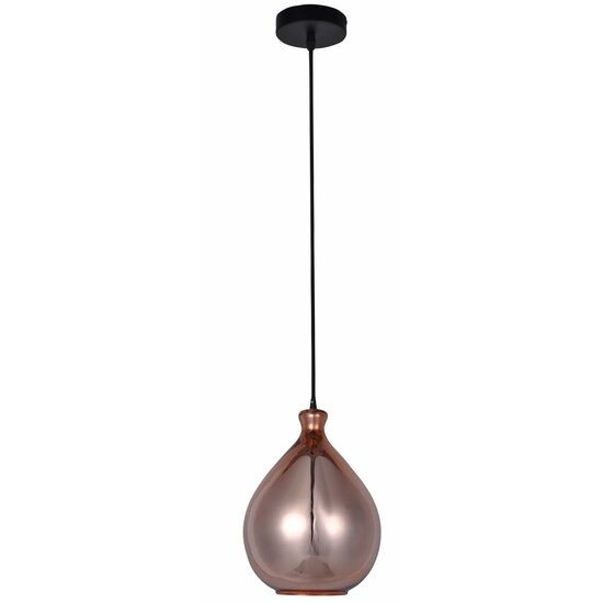 Fantasia Sonos glass pendant lamp, pear shape, smoked grey with matte black cord, Ø23cm, height 120cm, E27 fitting