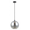 Fantasia Rogodo pendant light, smoked glass sphere shade Ø30cm, matte black suspension, E27 fitting, bulb not included