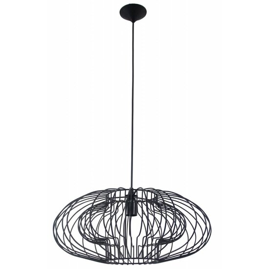 Fantasia hanglamp zwart geometrisch, Ø 500 mm, hoogte 210 mm, fitting E27, IP20, mat zwart metaal
