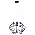 Fantasia Strings hanglamp, geometrisch, mat zwart, diameter 37cm, hoogte 24cm, lengte 113cm, E27