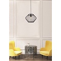 Fantasia Strings hanglamp, geometrisch, mat zwart, diameter 37cm, hoogte 24cm, lengte 113cm, E27