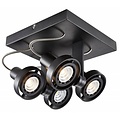 Fantasia Ziva plafón cuadrado negro, aluminio, 190x190x145mm, 4x GU10 LED 4,5W regulable, 2800K