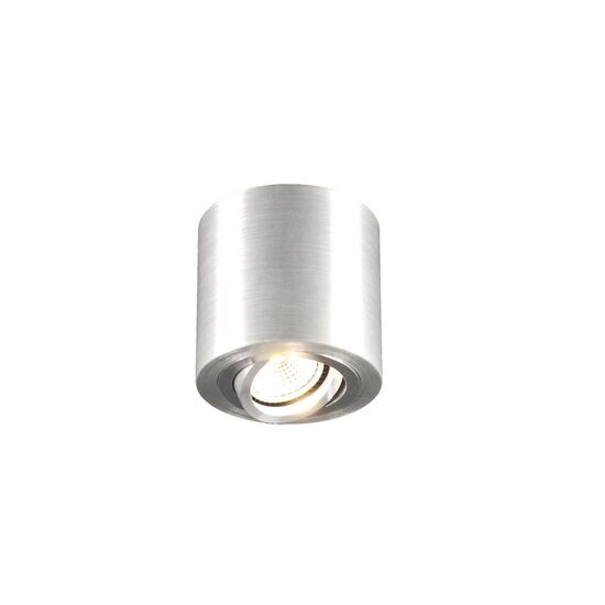 Fantasia Olala opbouwspot, rond, geborsteld aluminium grijs, richtbaar, GU10, 90 mm, lamp niet inbegrepen