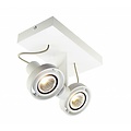 Fantasia Ziva plafondlamp wit aluminium, 2x GU10 LED 4,5W, dimbaar en richtbaar, 2800K